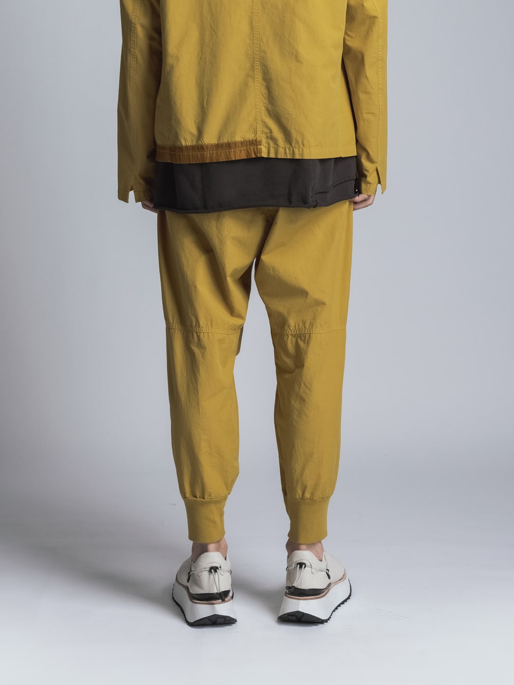 Cotton Linen Garment-Dyed Rib Pants  Mustard