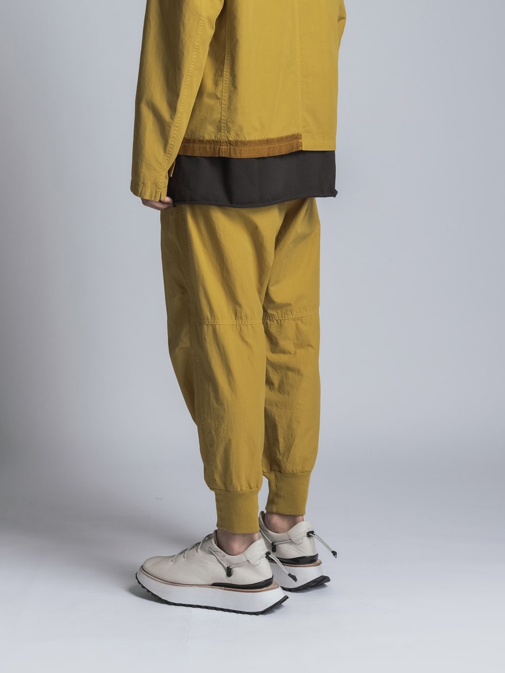 Cotton Linen Garment-Dyed Rib Pants  Mustard