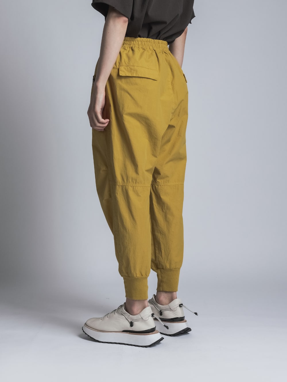 Cotton Linen Garment-Dyed Rib Pants  Mustard