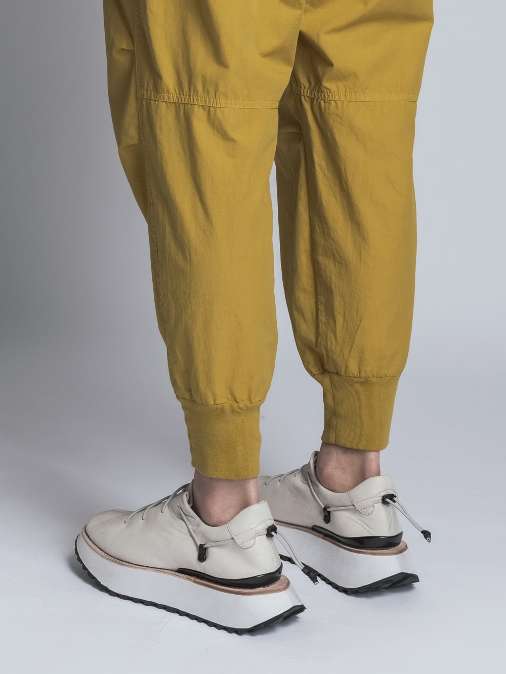 Cotton Linen Garment-Dyed Rib Pants  Mustard