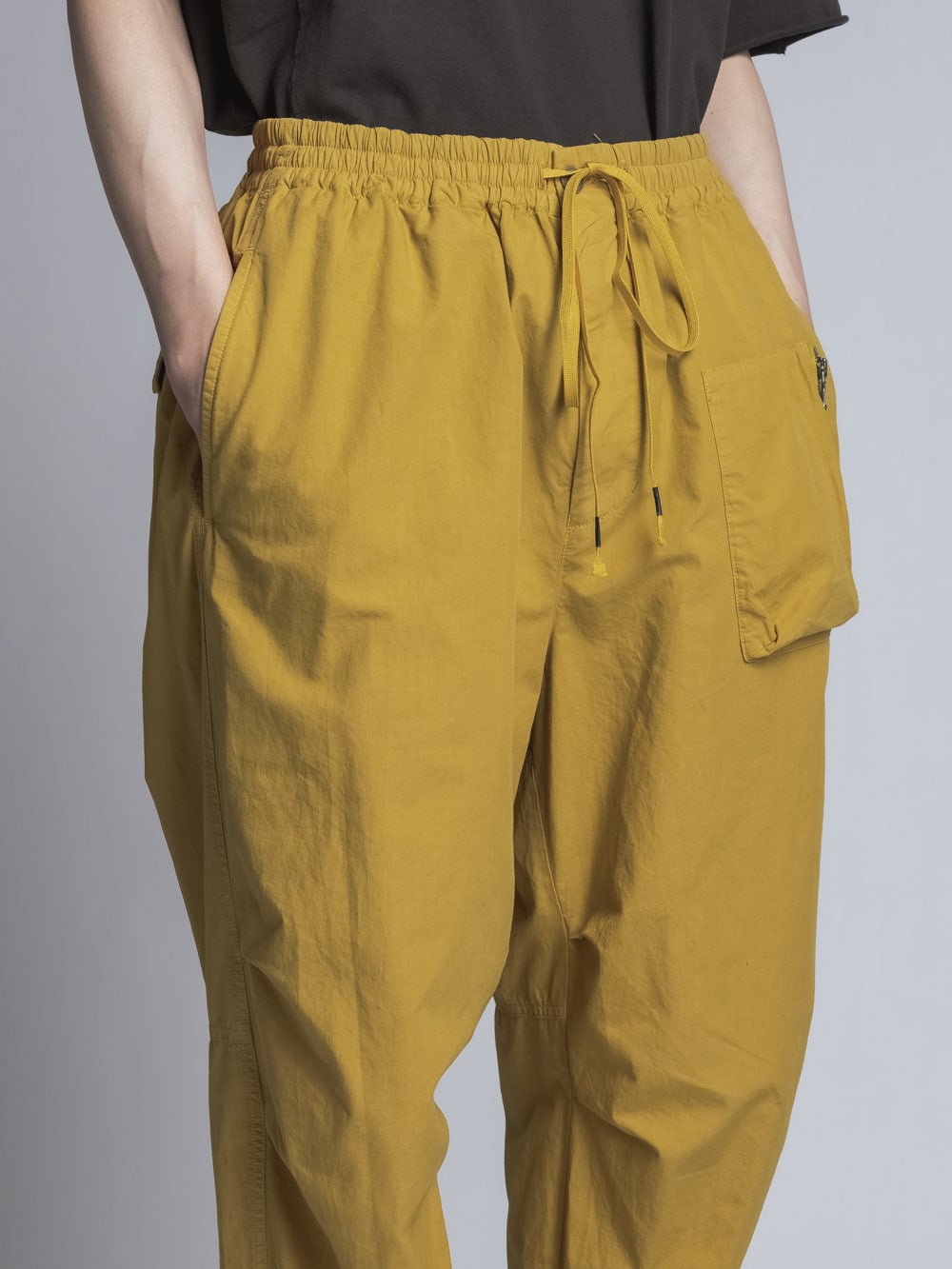 Cotton Linen Garment-Dyed Rib Pants  Mustard