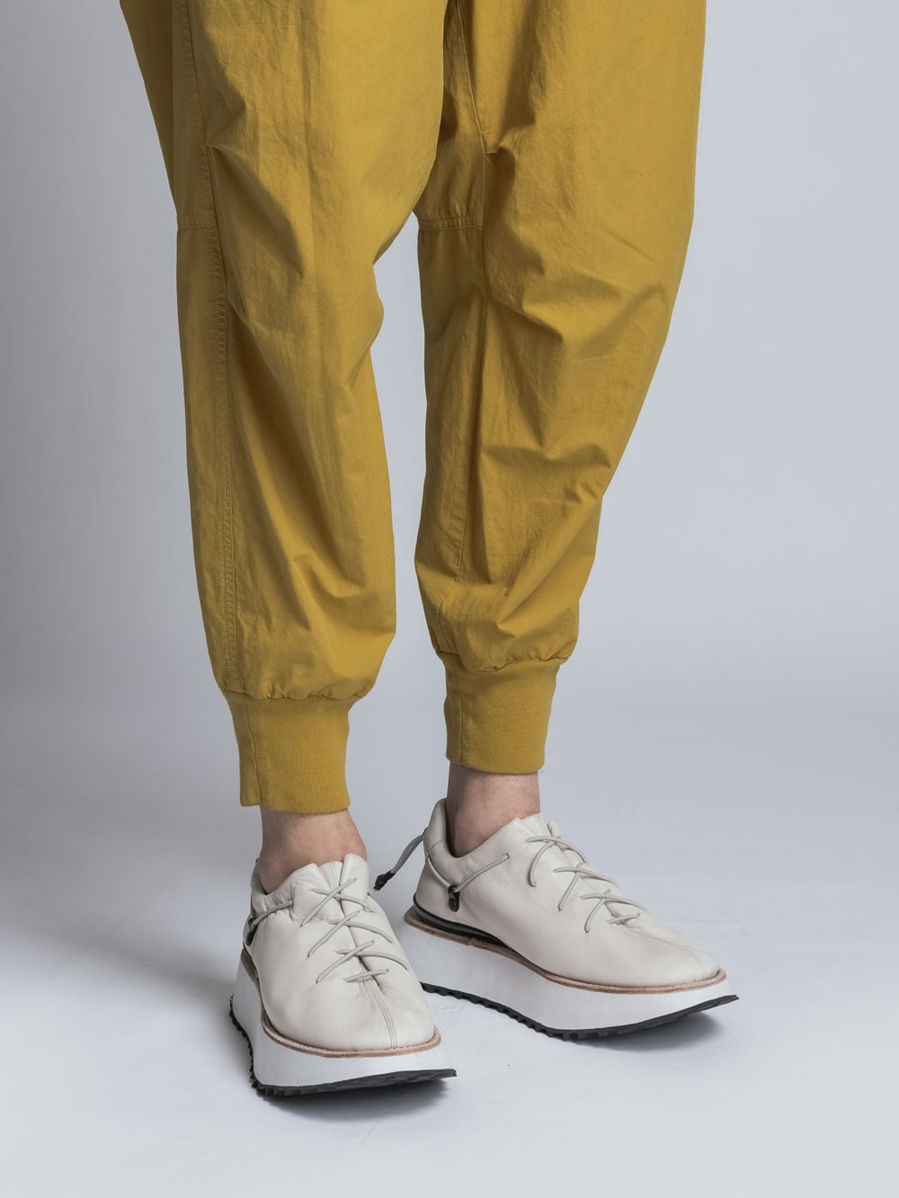 Cotton Linen Garment-Dyed Rib Pants  Mustard