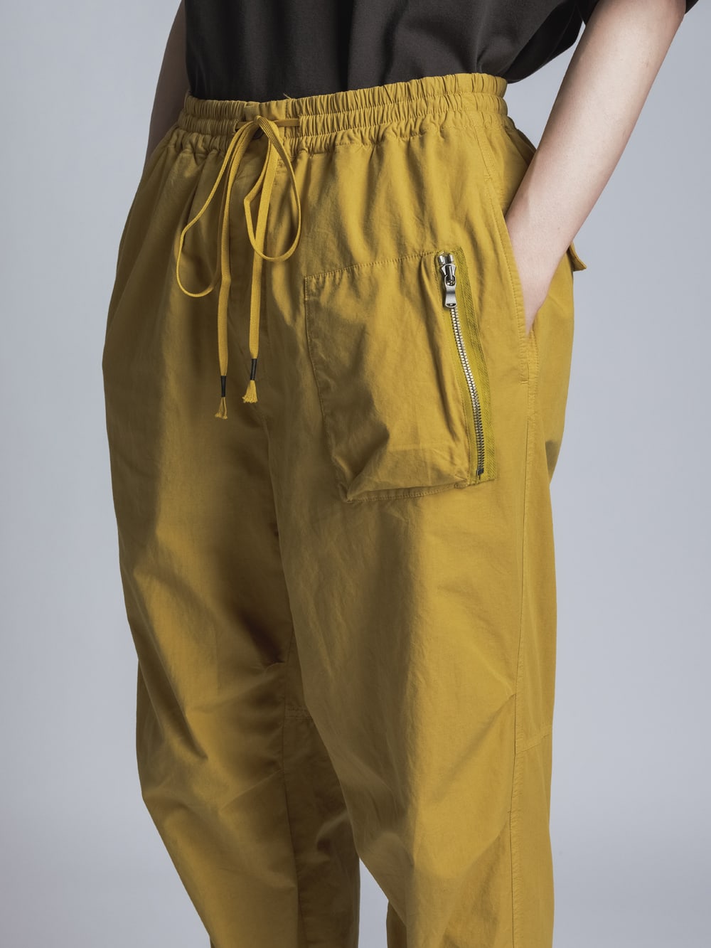 Cotton Linen Garment-Dyed Rib Pants  Mustard