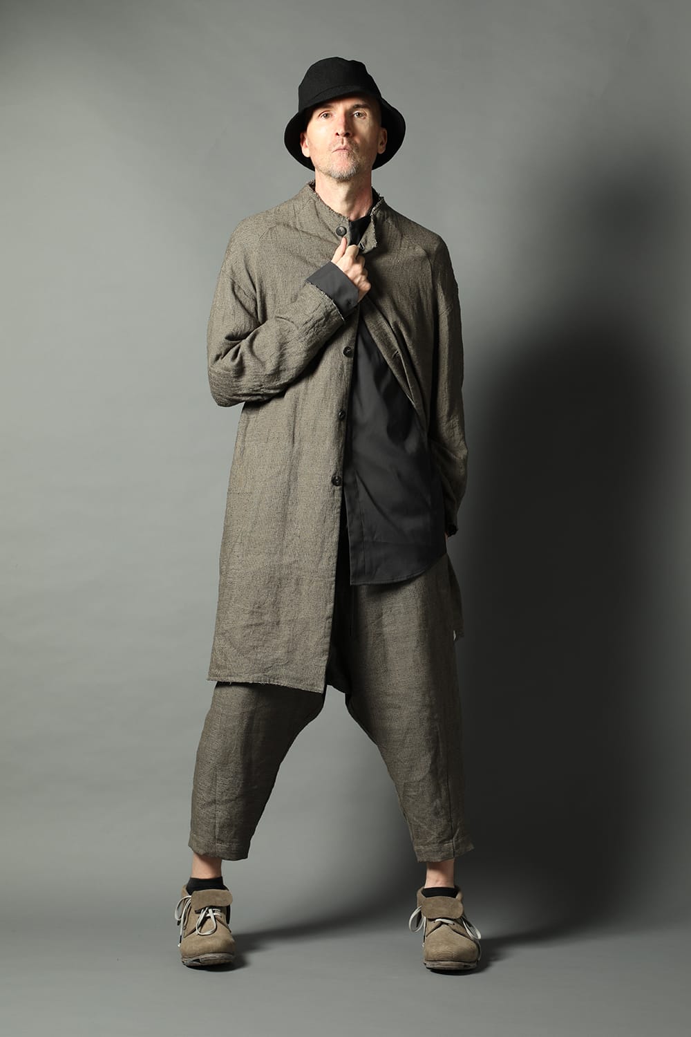 Coat silk linen crazy check  Beige Gray