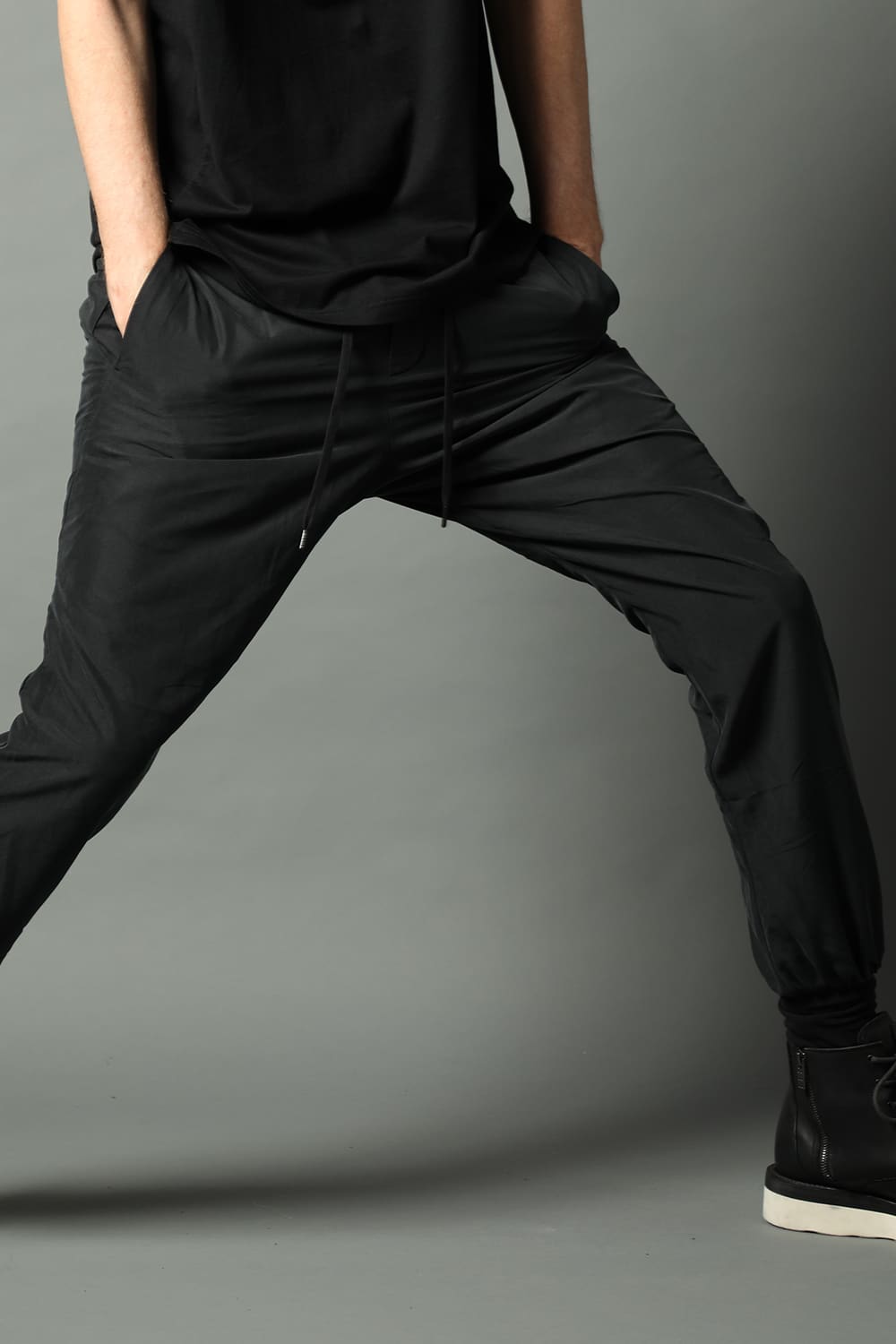 Jogger pants rayon/polyester poplin  Black