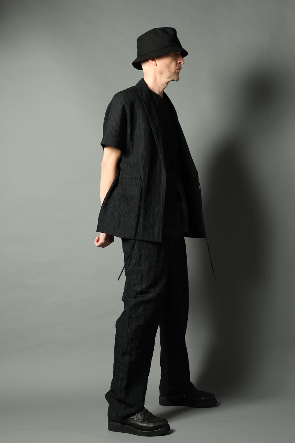 Relaxe pants cotton linen metal shrink