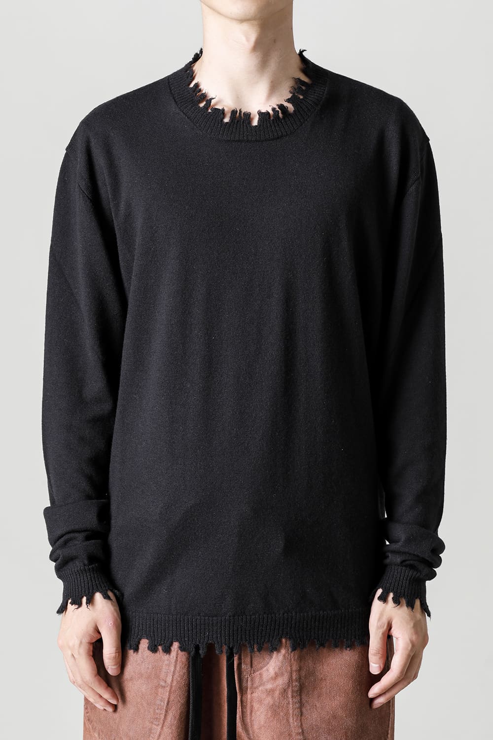 ロングスリーブ ニットトップ. ブラック