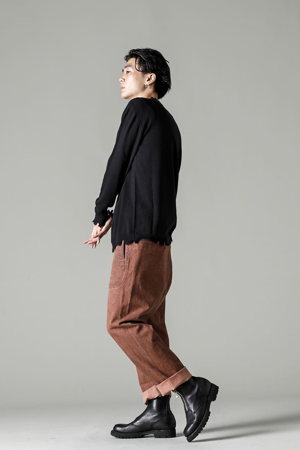 ロングスリーブ ニットトップ. ブラック