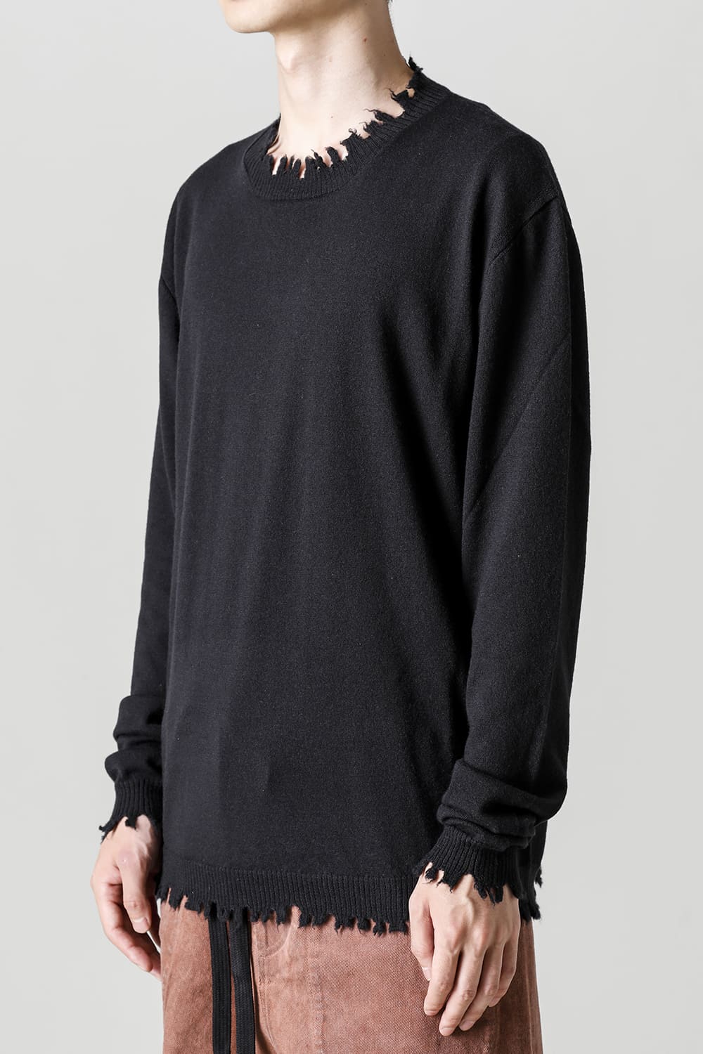 ロングスリーブ ニットトップ. ブラック