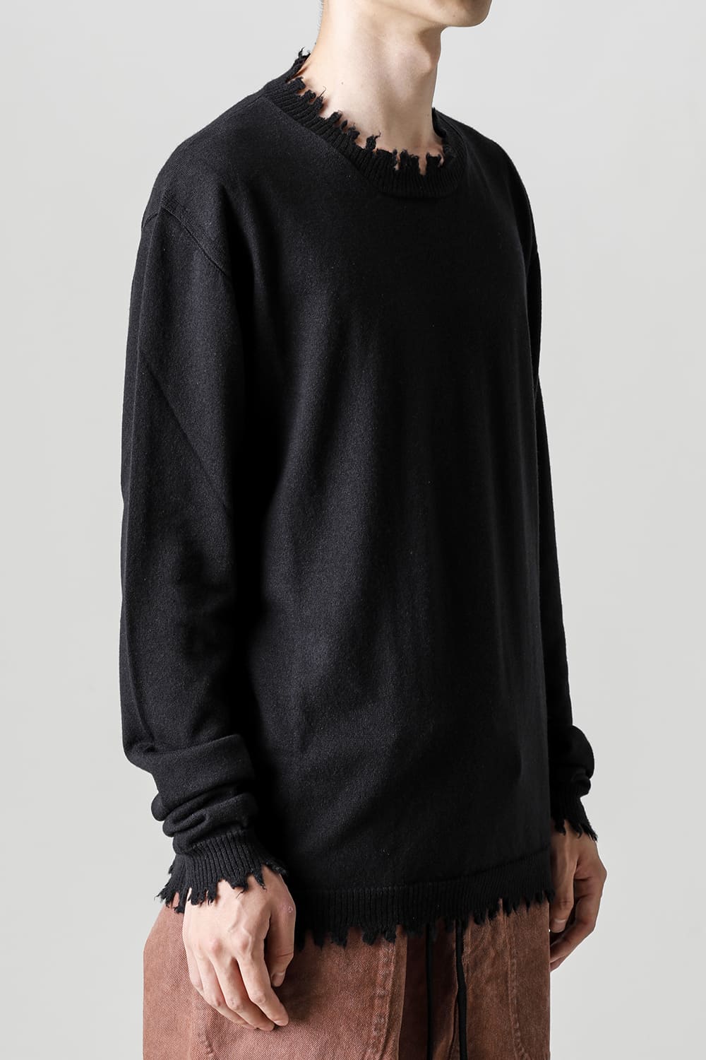 ロングスリーブ ニットトップ. ブラック