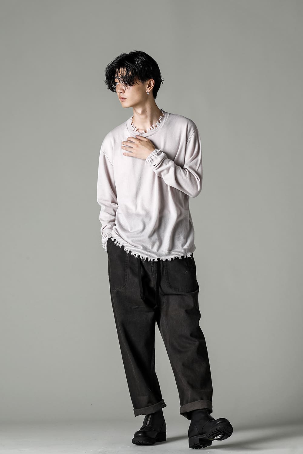 ロングスリーブ ニットトップ. オフホワイト