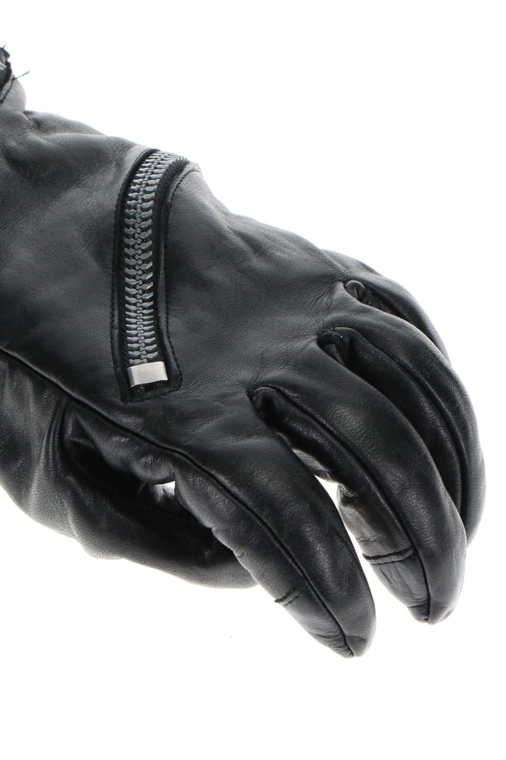 Horse Leather Spiral ZIP Gloves Black