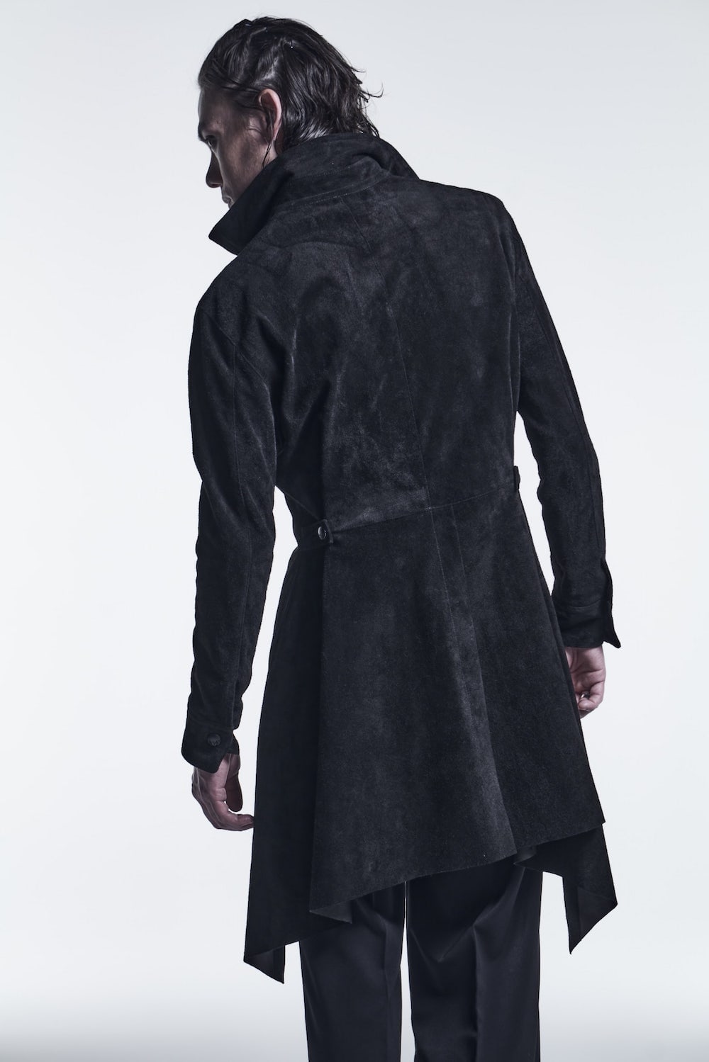 ピン タック レザー フレア シャツ