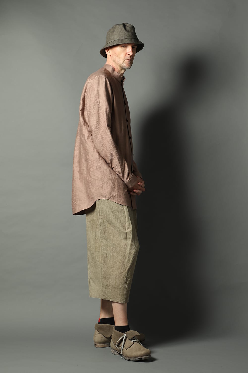 Baggy cropped pants cotton / linen cold dyed