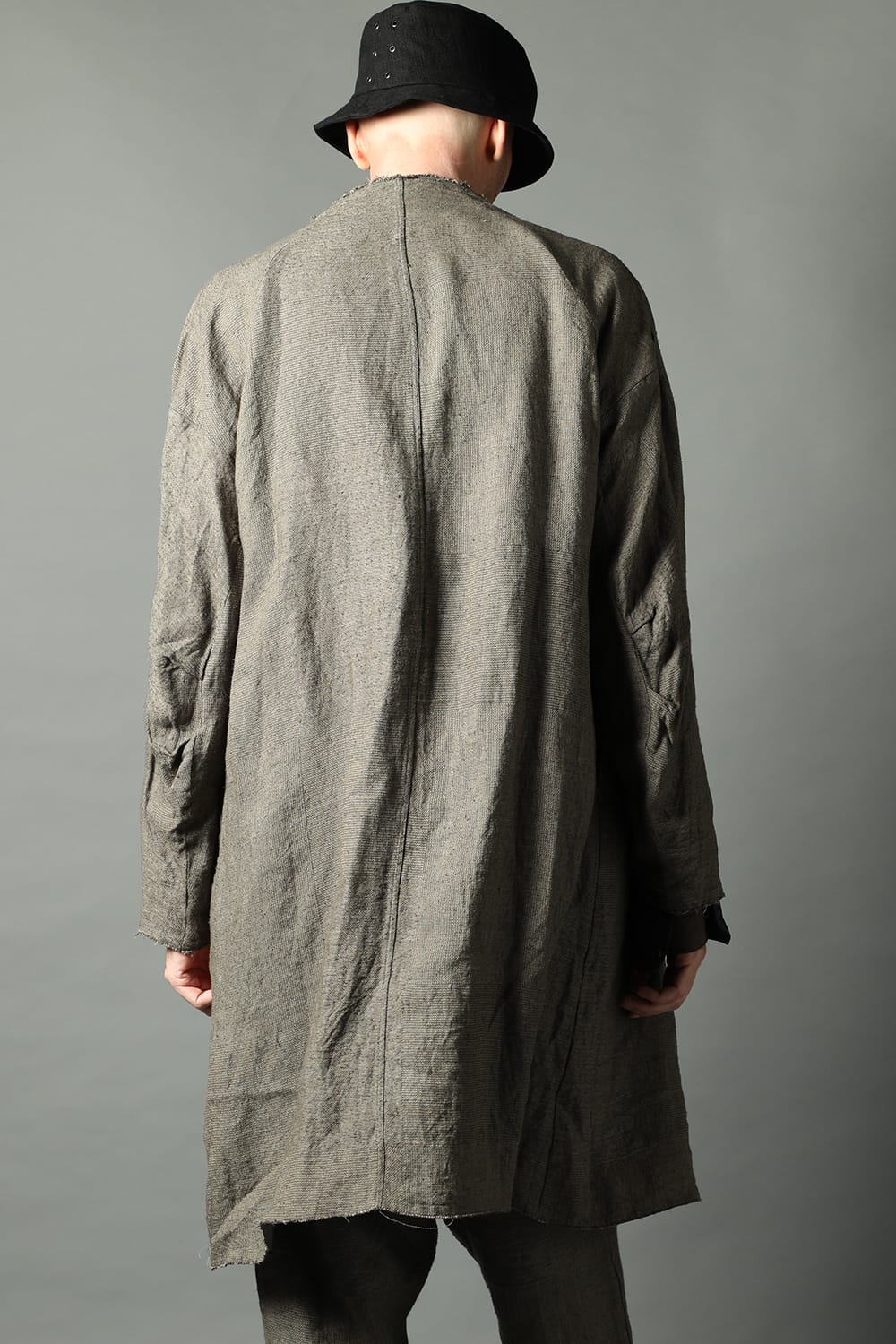 Coat silk linen crazy check  Beige Gray