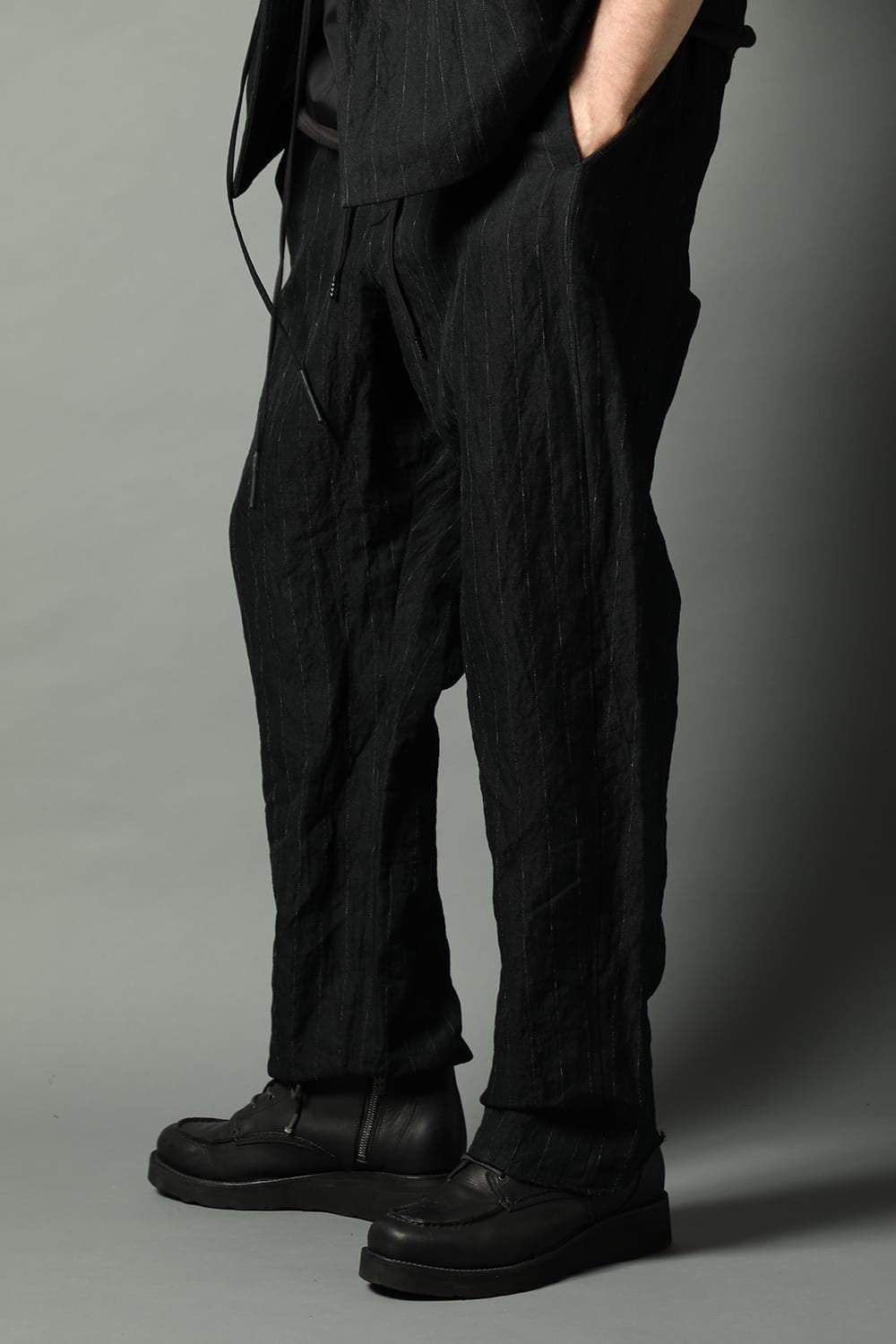 Relaxe pants cotton linen metal shrink