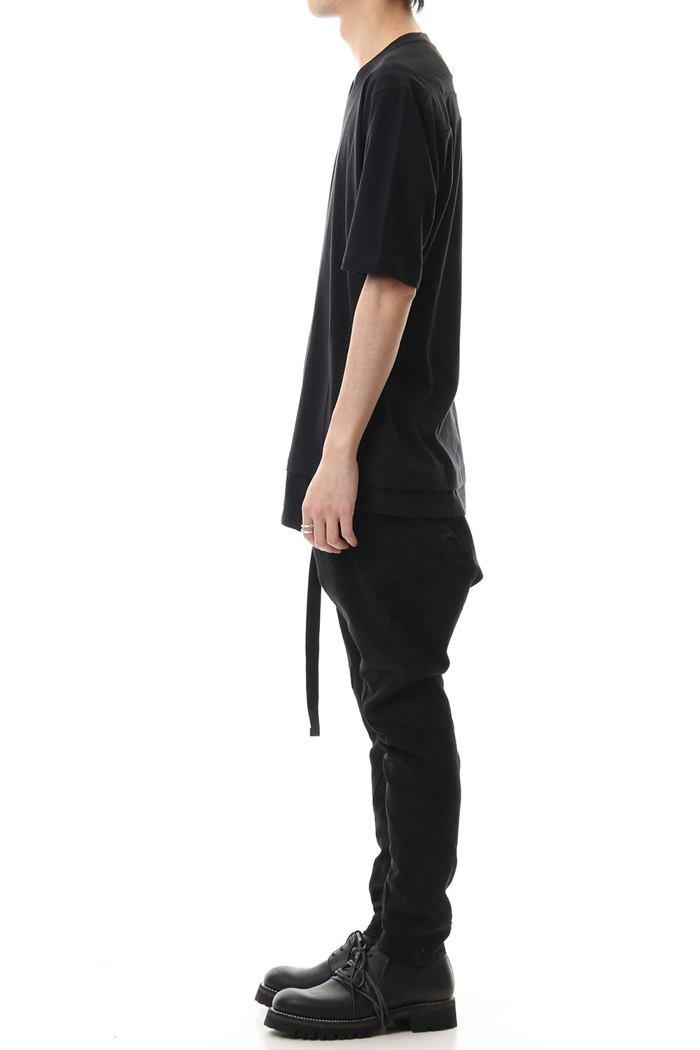 Jersey stitch Back body Cordura Patchwork Short sleeve T-shirt Black