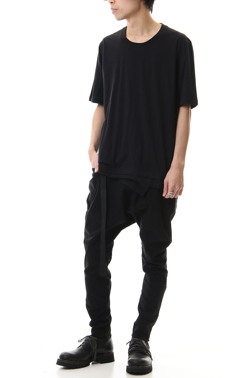 Jersey stitch Back body Cordura Patchwork Short sleeve T-shirt Black