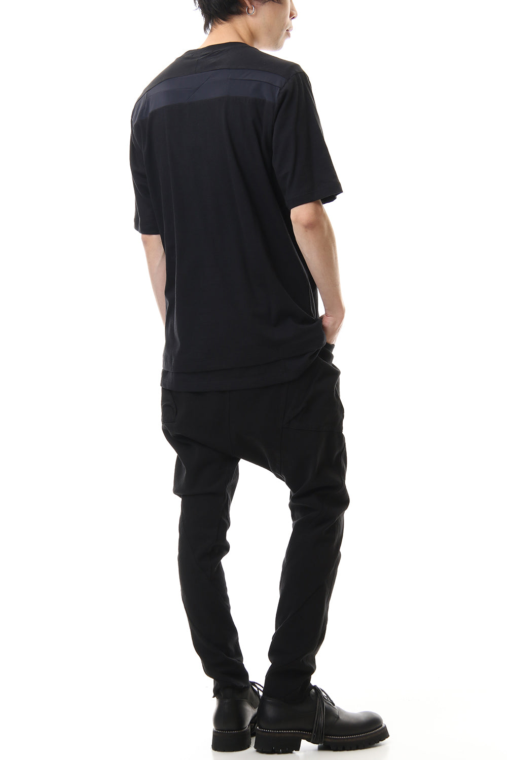 Jersey stitch Back body Cordura Patchwork Short sleeve T-shirt Black