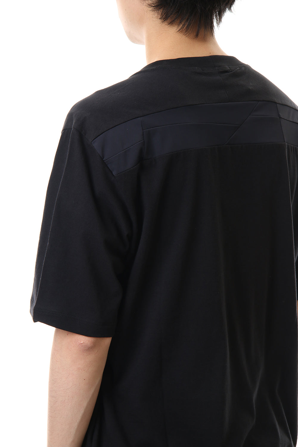 Jersey stitch Back body Cordura Patchwork Short sleeve T-shirt Black