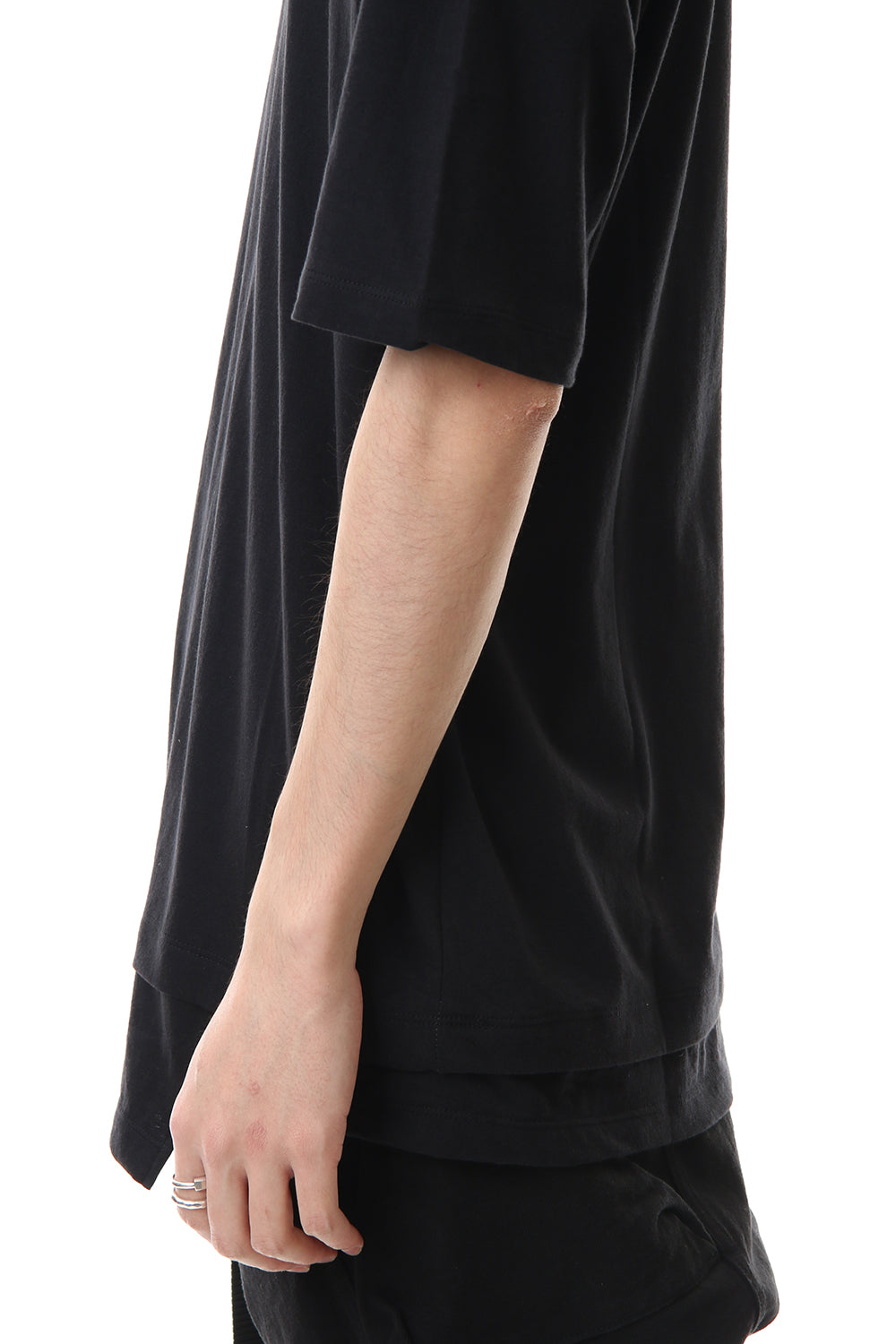Jersey stitch Back body Cordura Patchwork Short sleeve T-shirt Black