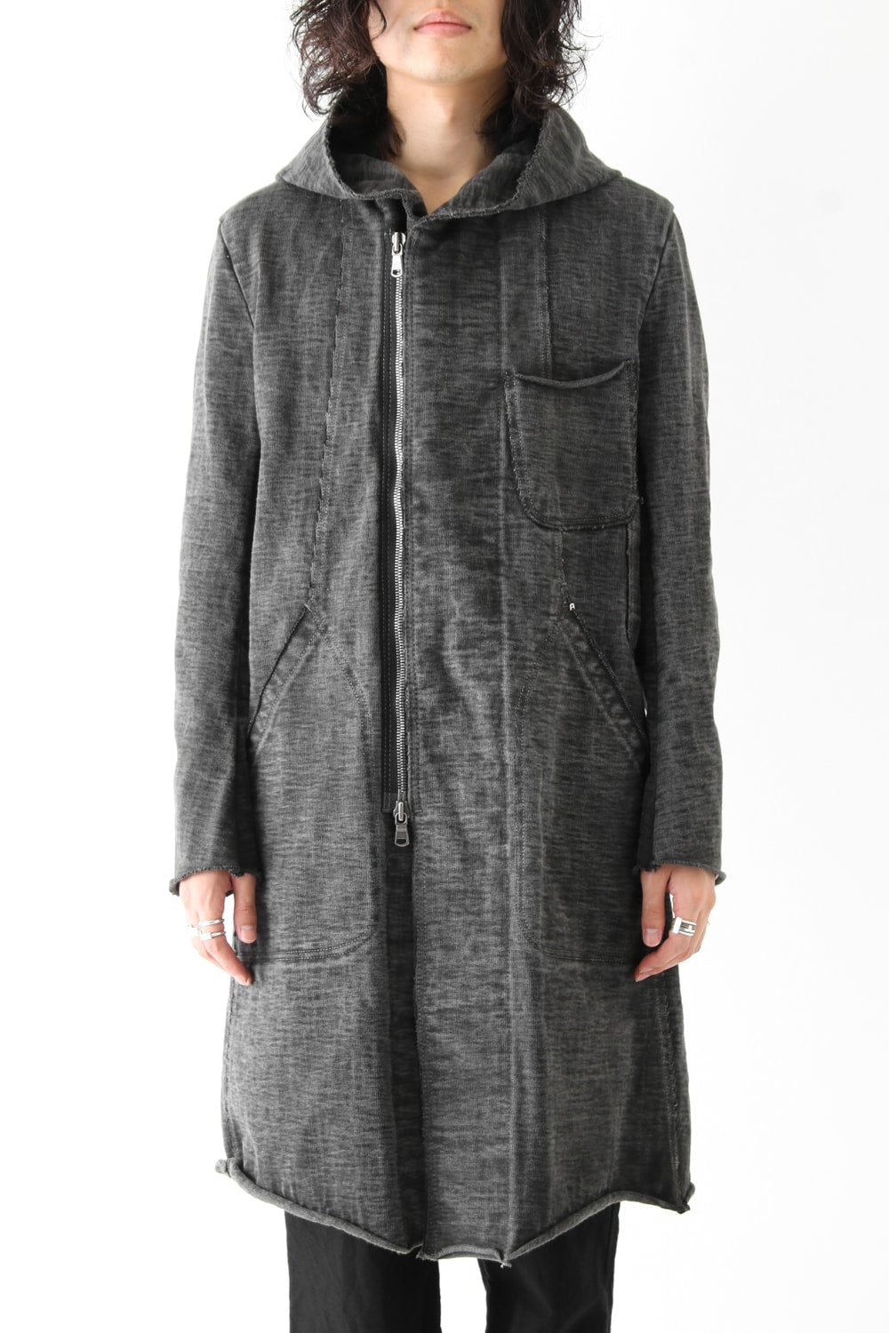 Loop Wheel Machine sewing Hooded Coat ink