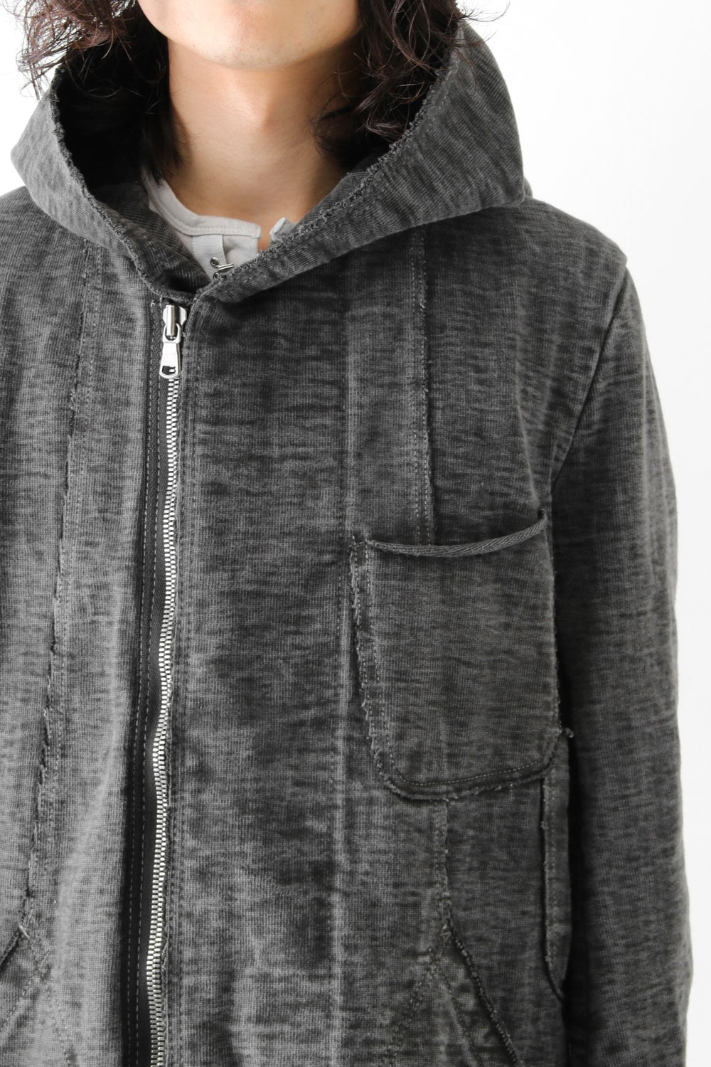 Loop Wheel Machine sewing Hooded Coat ink