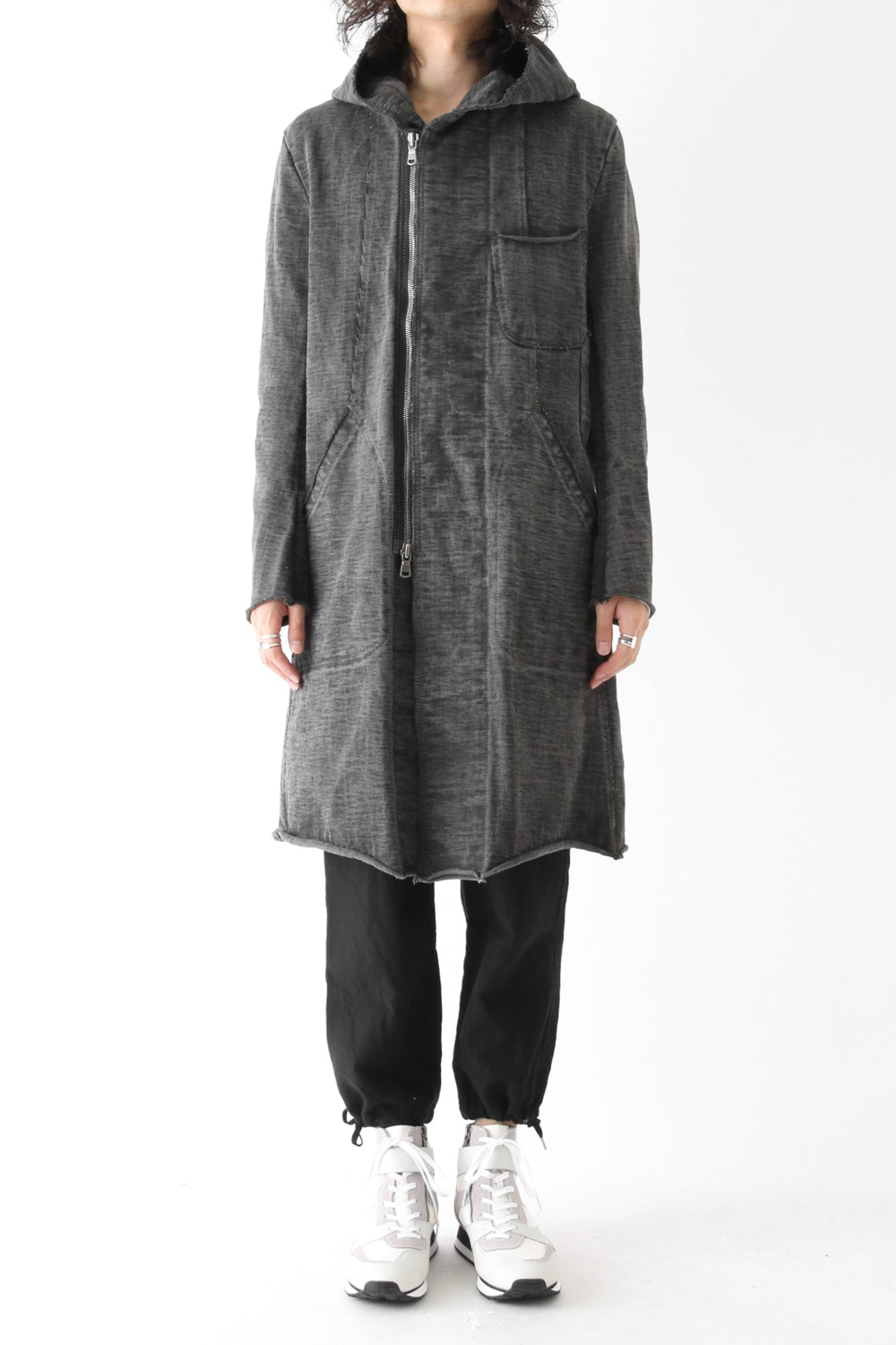 Loop Wheel Machine sewing Hooded Coat ink