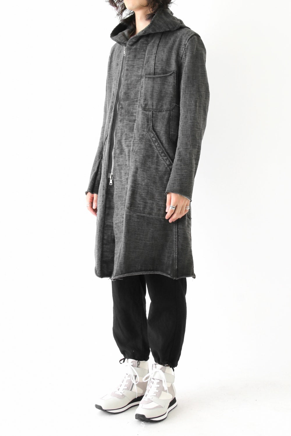 Loop Wheel Machine sewing Hooded Coat ink