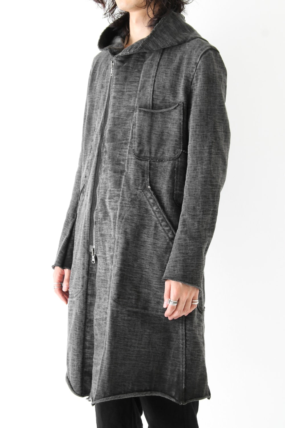 Loop Wheel Machine sewing Hooded Coat ink