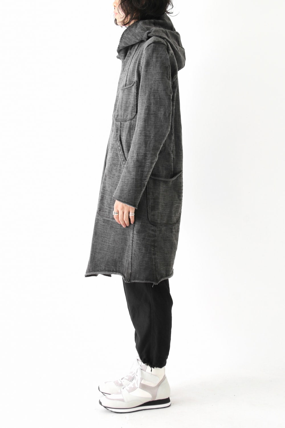 Loop Wheel Machine sewing Hooded Coat ink