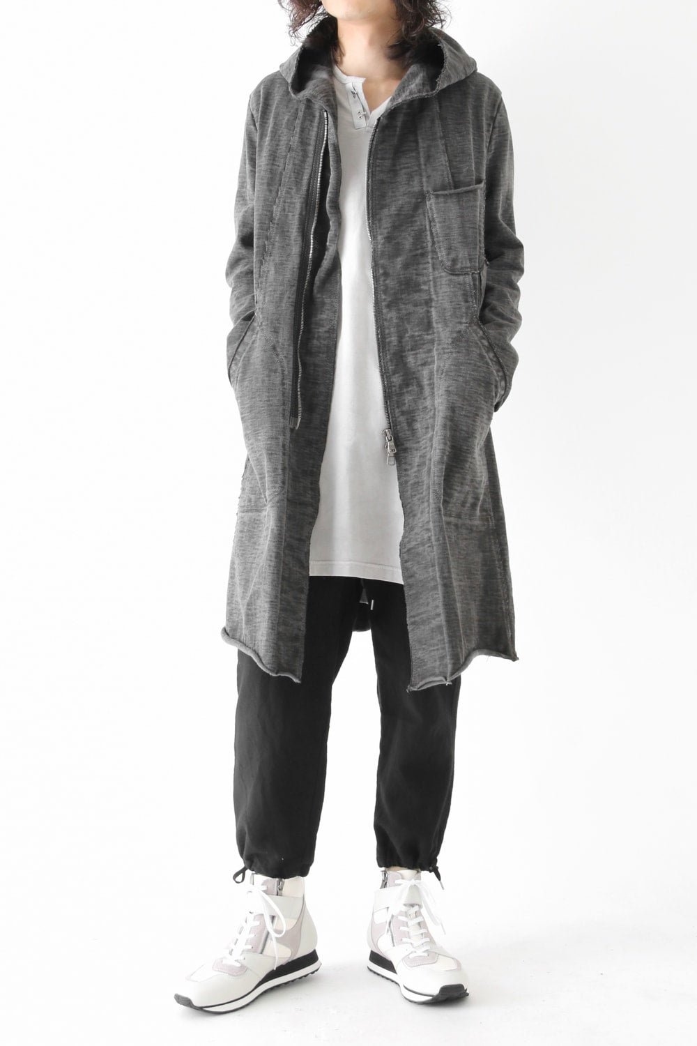 Loop Wheel Machine sewing Hooded Coat ink