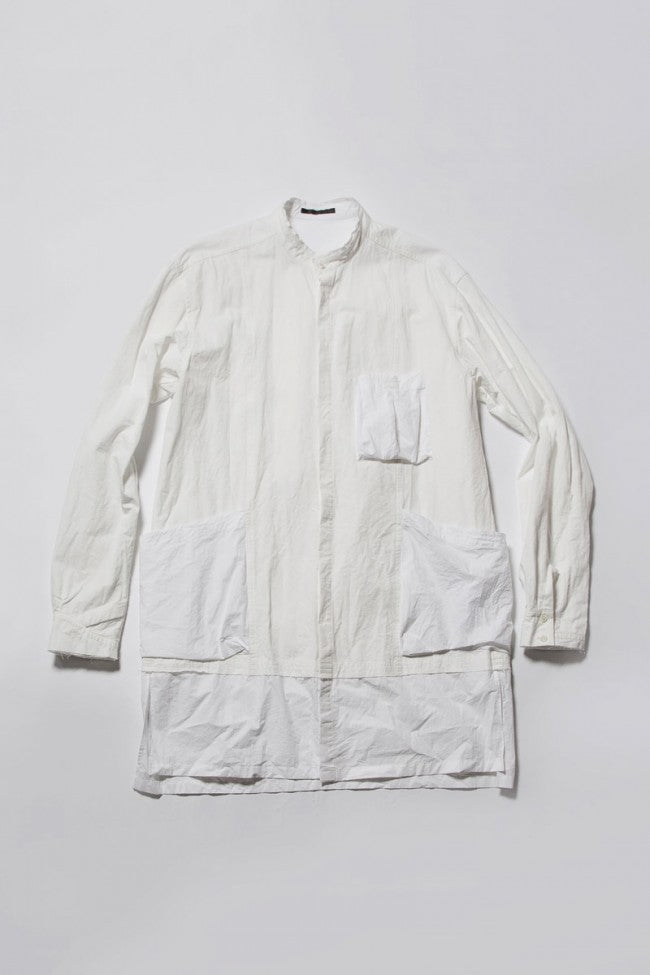 Cotton Linen Typewriter Cloth Long Shirt White