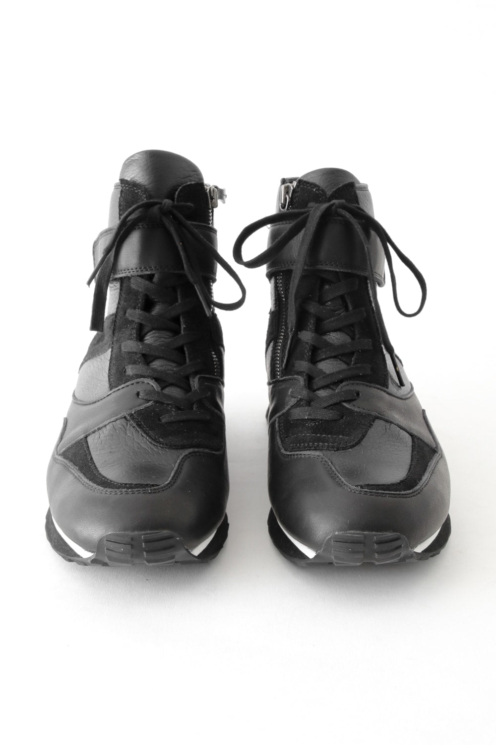 Leather High-cut Sneakers Black