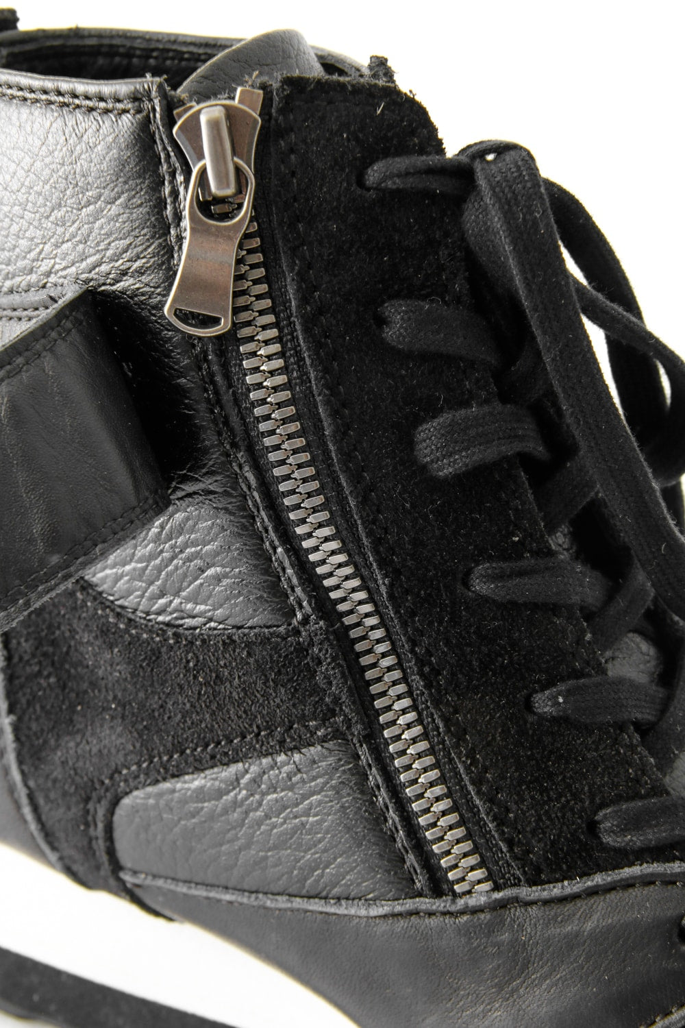 Leather High-cut Sneakers Black