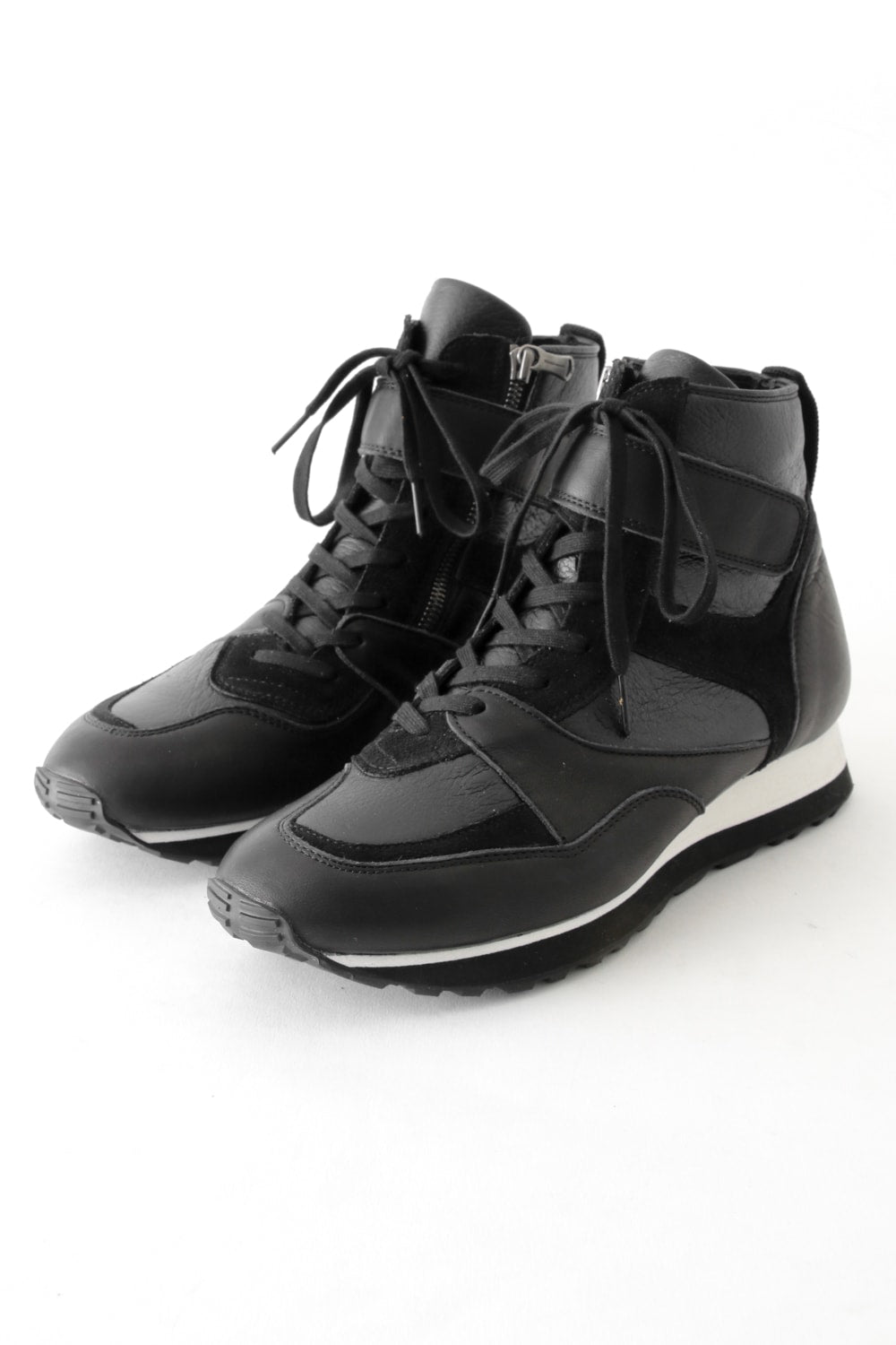 Leather High-cut Sneakers Black