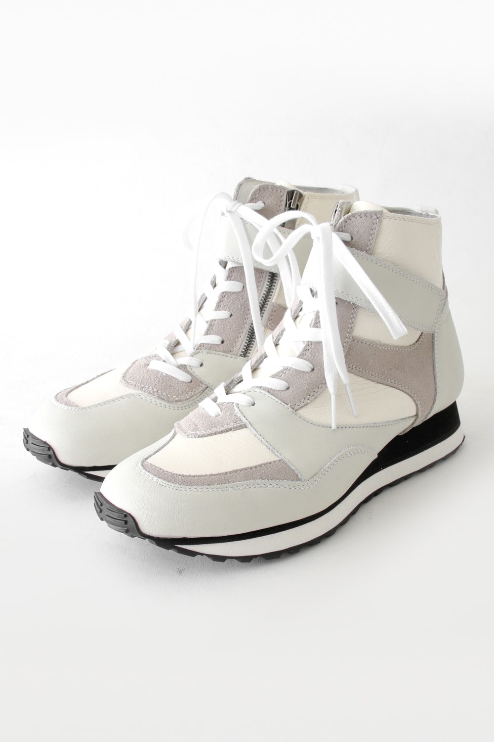 Leather High-cut Sneakers White