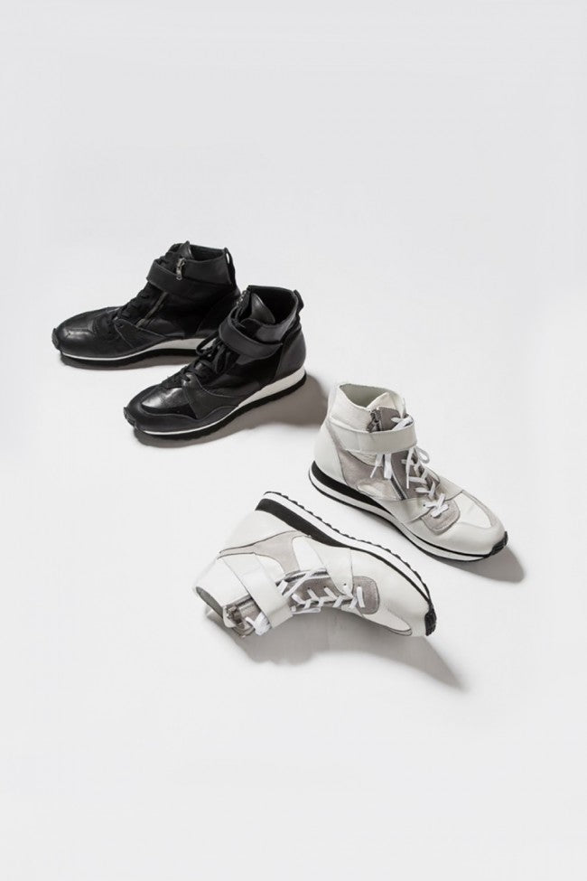 Leather High-cut Sneakers White