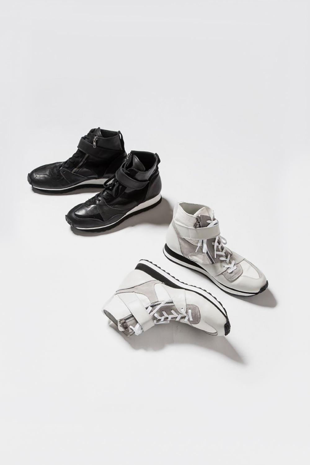 Leather High-cut Sneakers Black