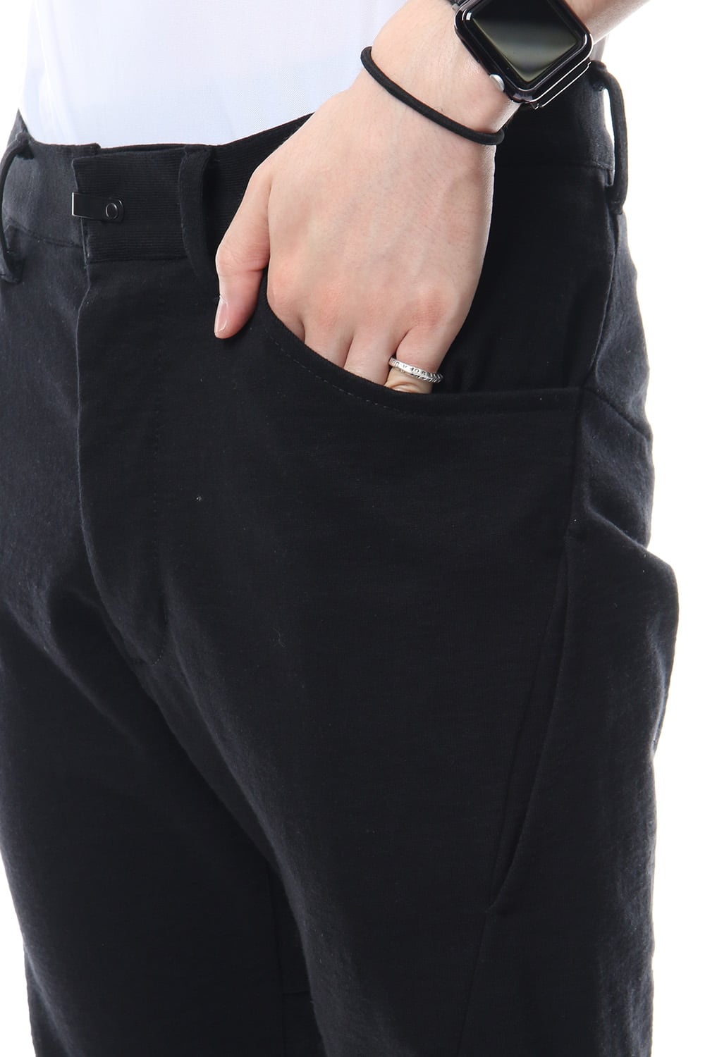 Hanging Inlay Cropped Pants Black