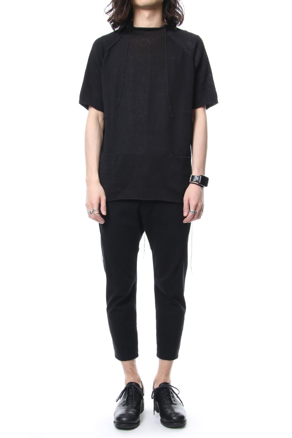 Hem Pocket Short Sleeve Knit Black