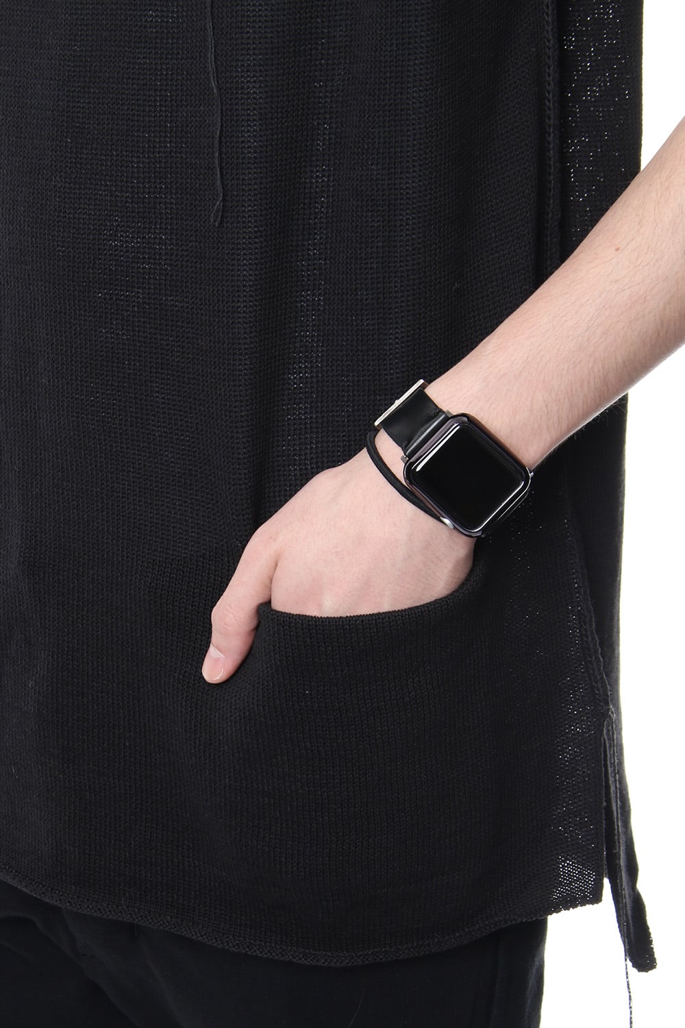 Hem Pocket Short Sleeve Knit Black