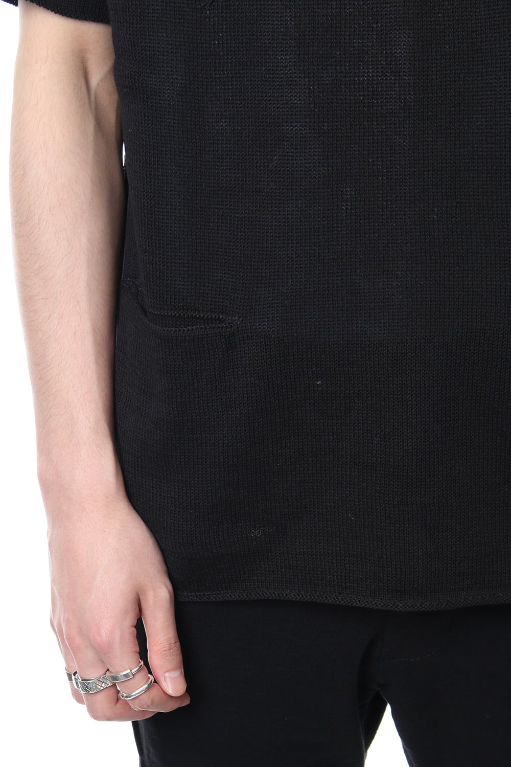 Hem Pocket Short Sleeve Knit Black