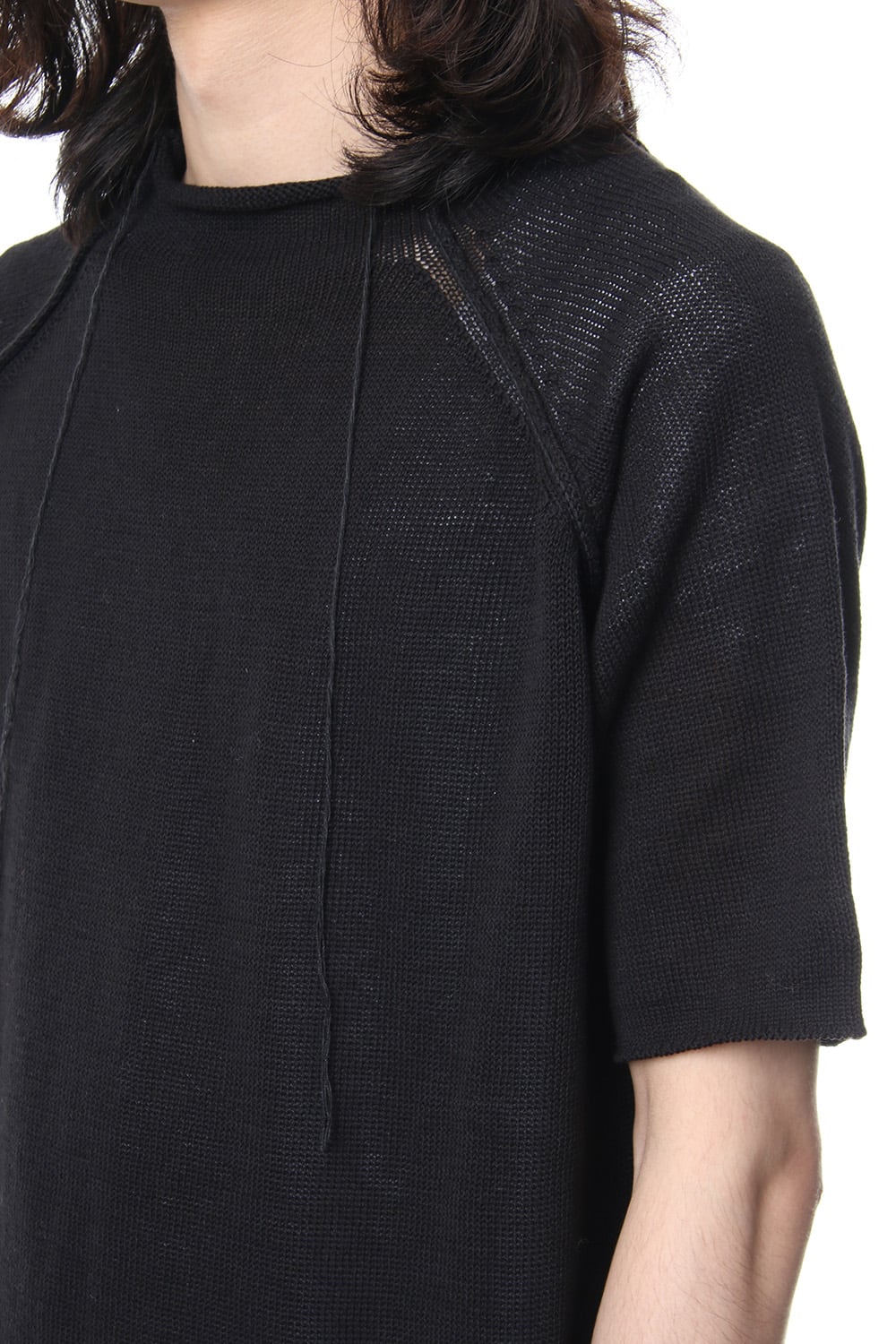 Hem Pocket Short Sleeve Knit Black