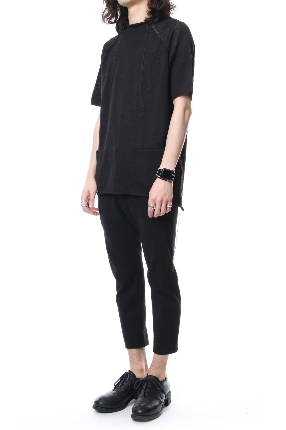 Hem Pocket Short Sleeve Knit Black
