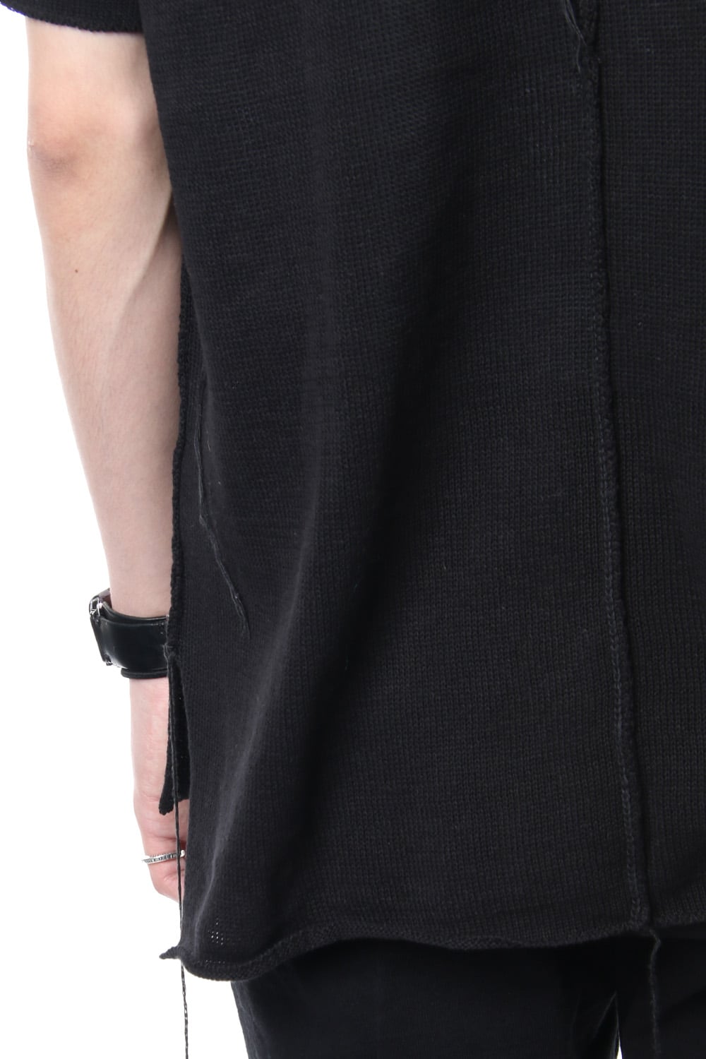 Hem Pocket Short Sleeve Knit Black