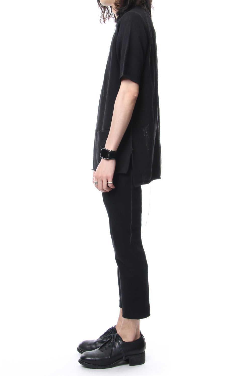 Hem Pocket Short Sleeve Knit Black