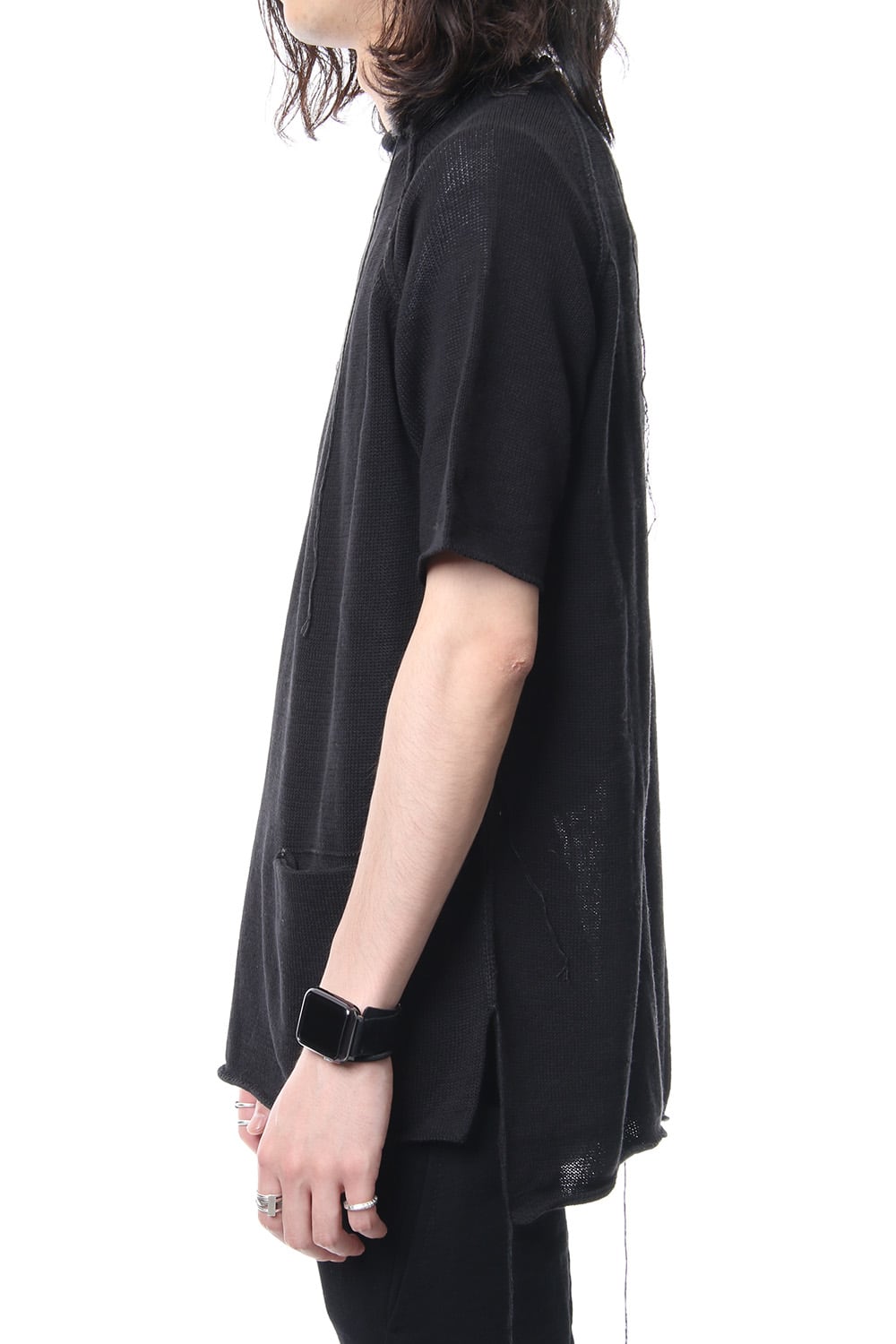 Hem Pocket Short Sleeve Knit Black