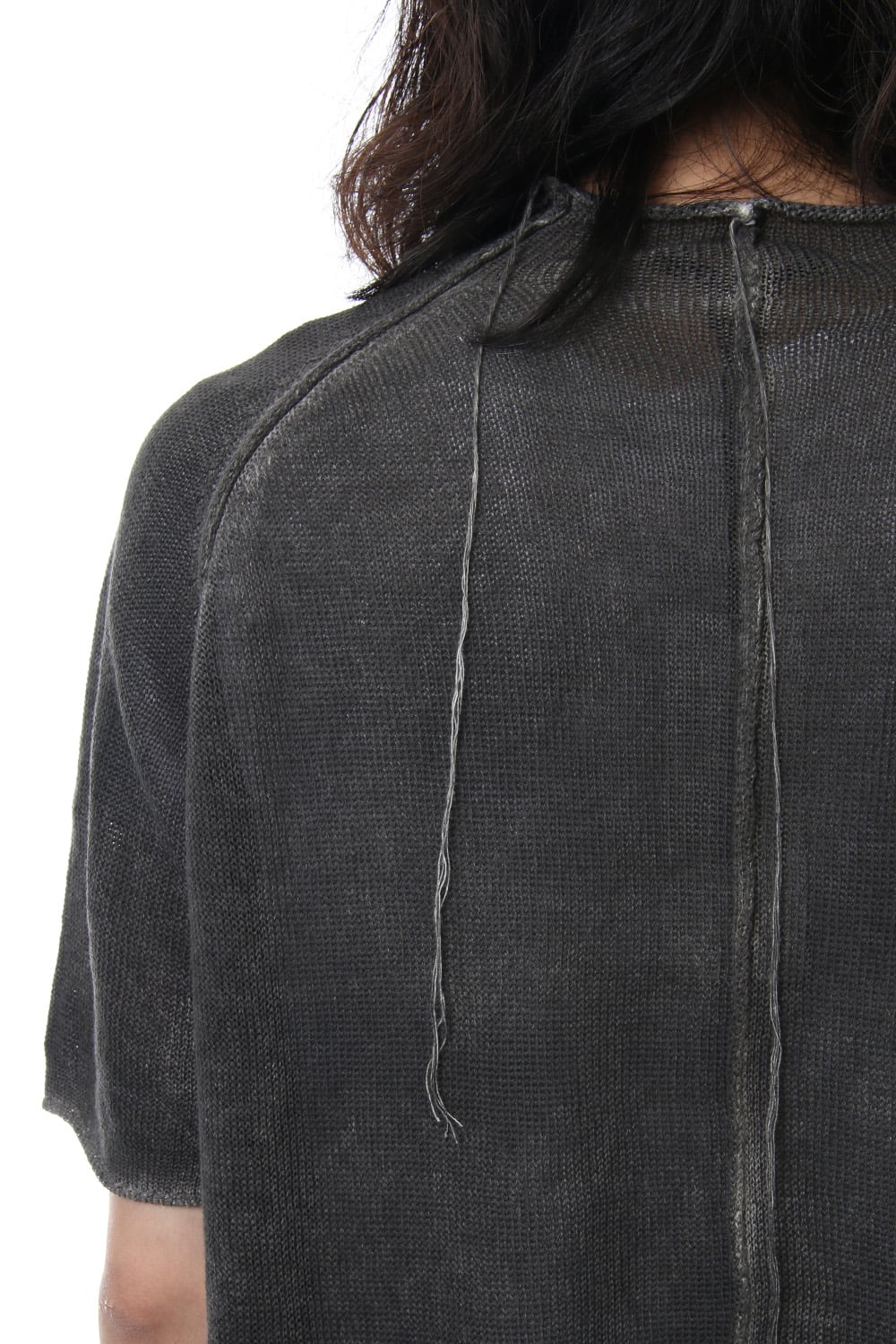 Hem Pocket Short Sleeve Knit Charcoal