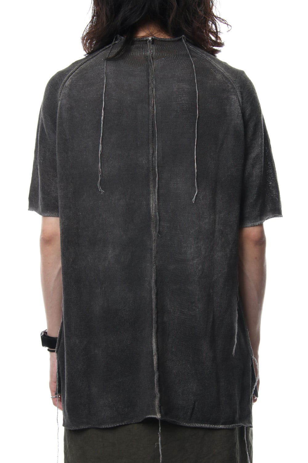 Hem Pocket Short Sleeve Knit Charcoal